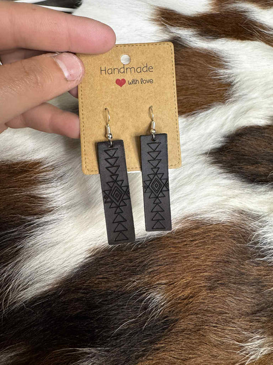 Aztec Drop Leather Earrings