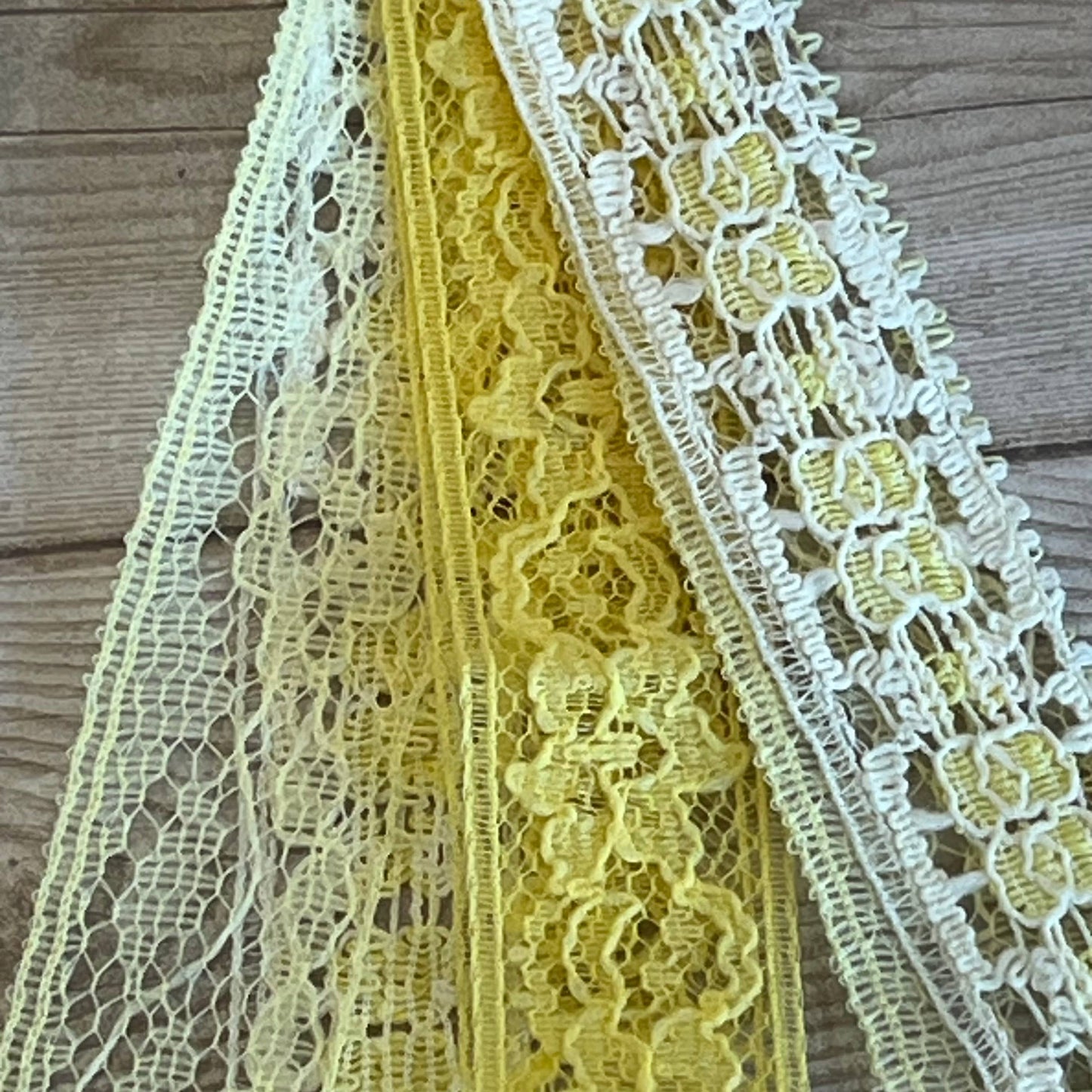 Lace Tassel Earrings Floral Yellow and White