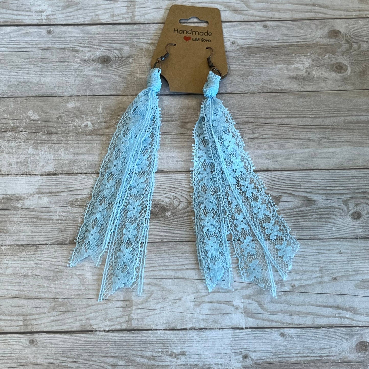 Lace Tassel Earrings Solid Colors Blues