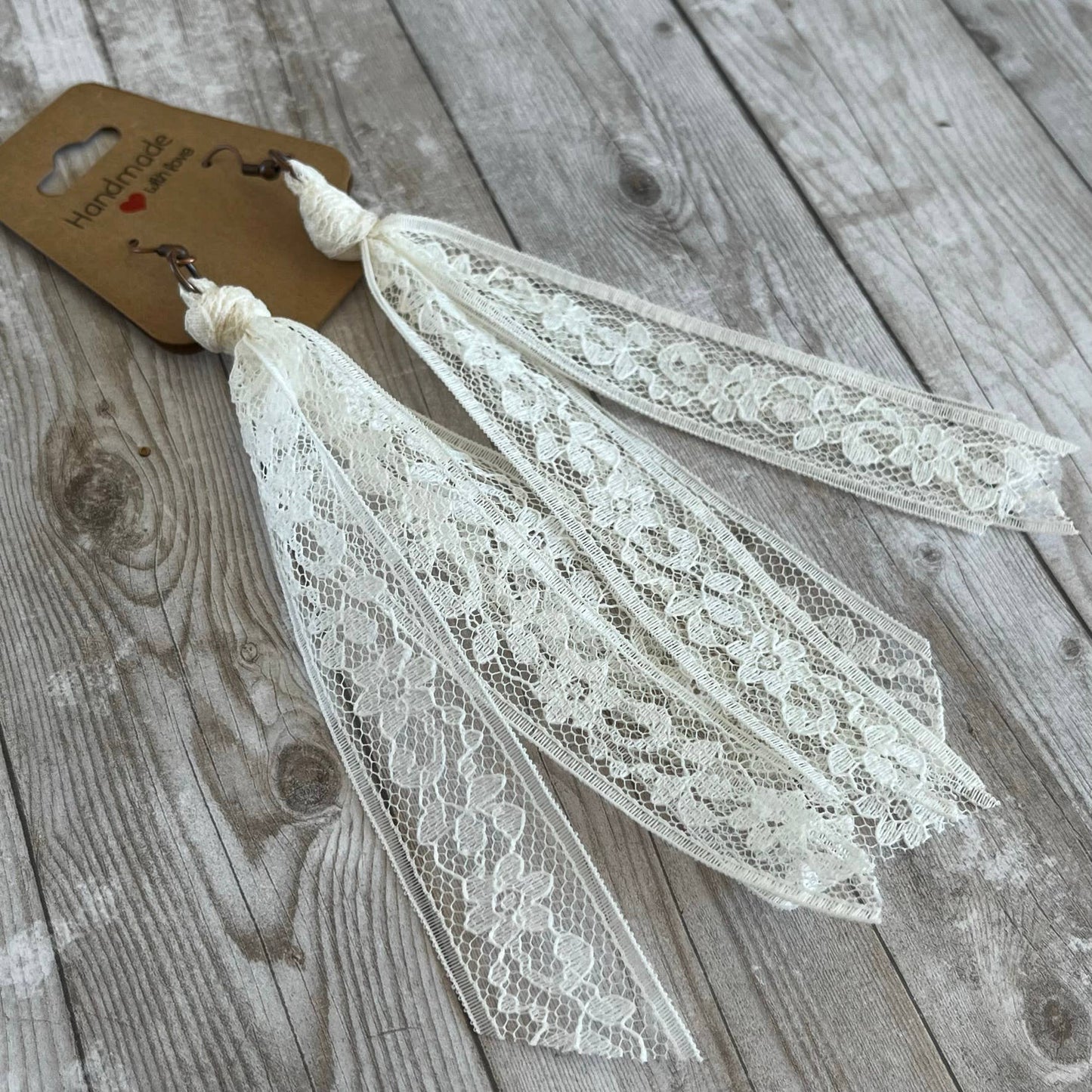 Lace Tassel Earrings Solid Neutrals