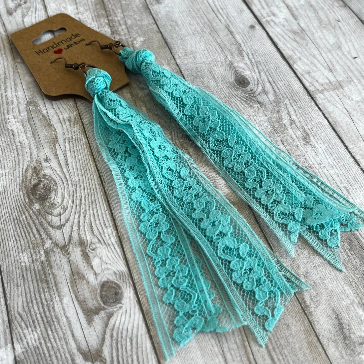 Lace Tassel Earrings Solid Colors Blues