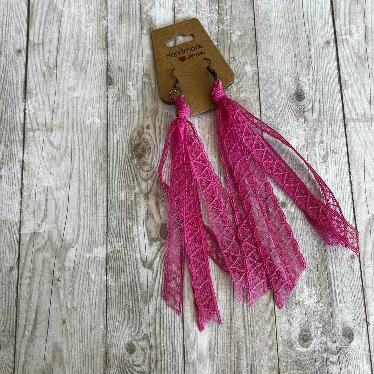 Lace Tassel Earrings Solid Colors Wine & Pink