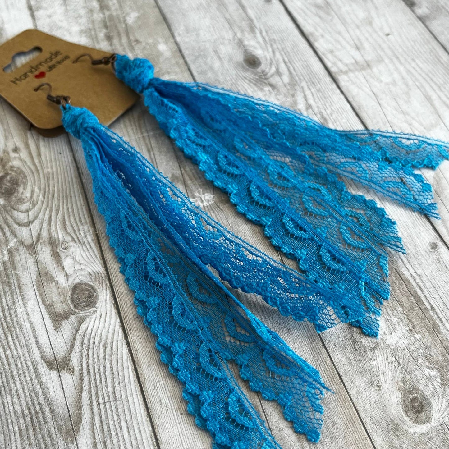 Lace Tassel Earrings Solid Colors Blues