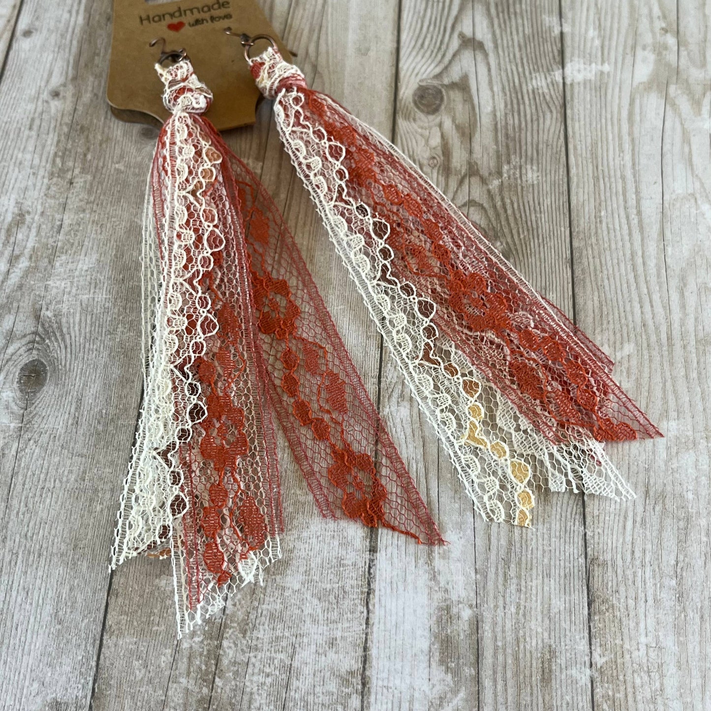 Autumn Rust Blend Lace Tassel Earrings