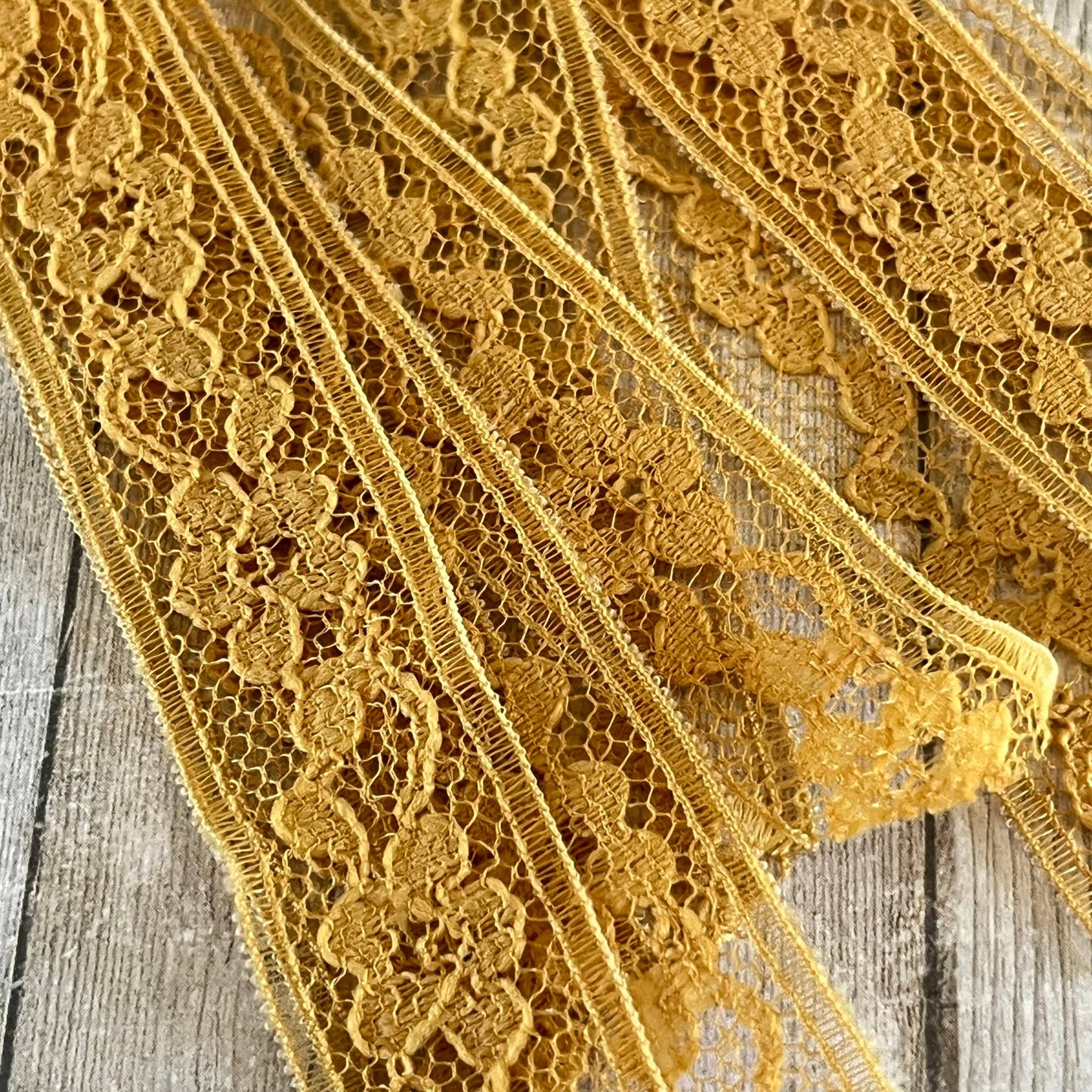 Mustard Vintage Lace Tassel Earrings