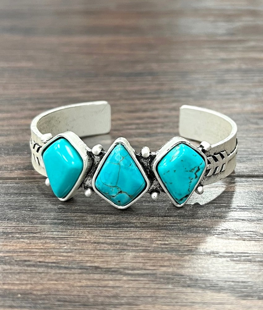 Turquoise River Stone Cuff