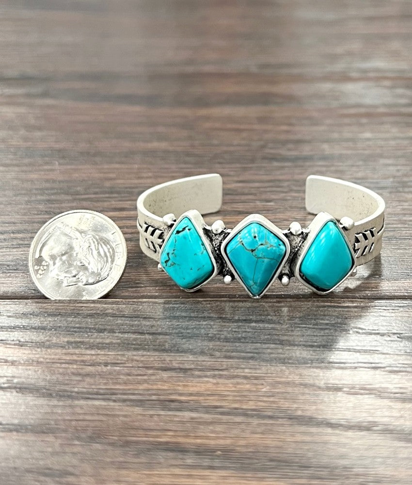 Turquoise River Stone Cuff