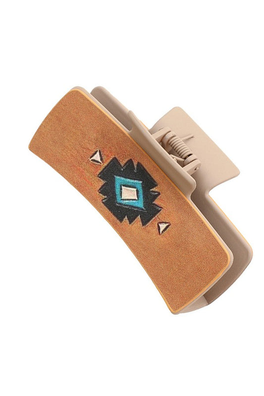 Aztec Leather Claw Clip
