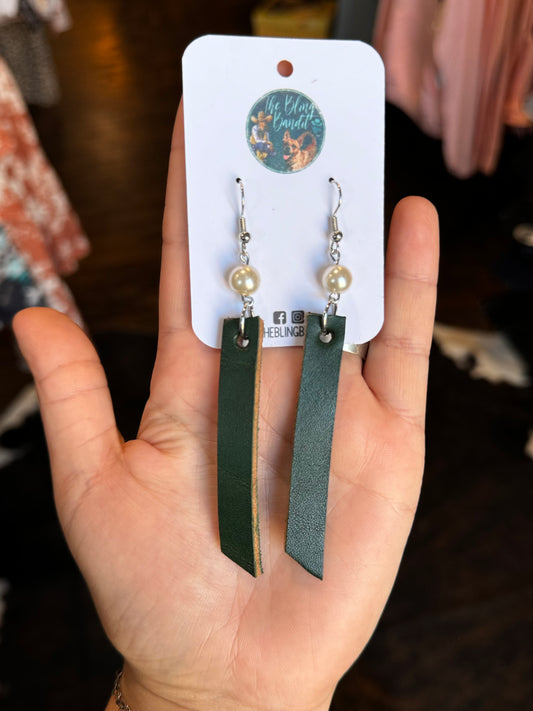 Green Leather Earrings