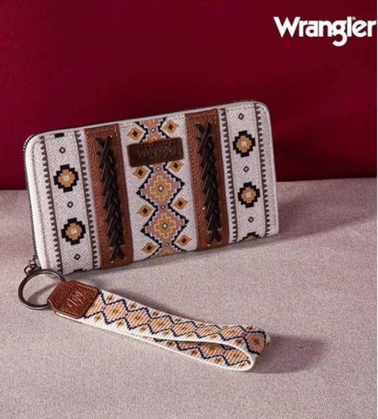 White and Brown Wrangler Wallet