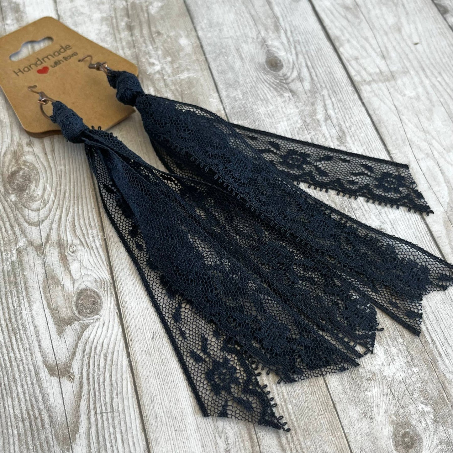 Lace Tassel Earrings Solid Colors Blues