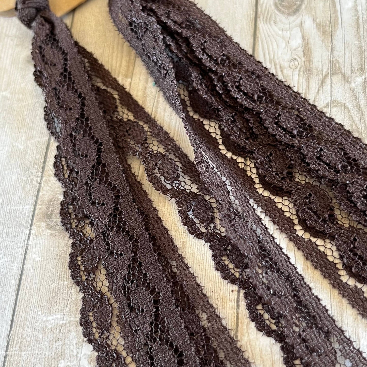 Chocolate Brown Vintage Lace Tassel Earrings