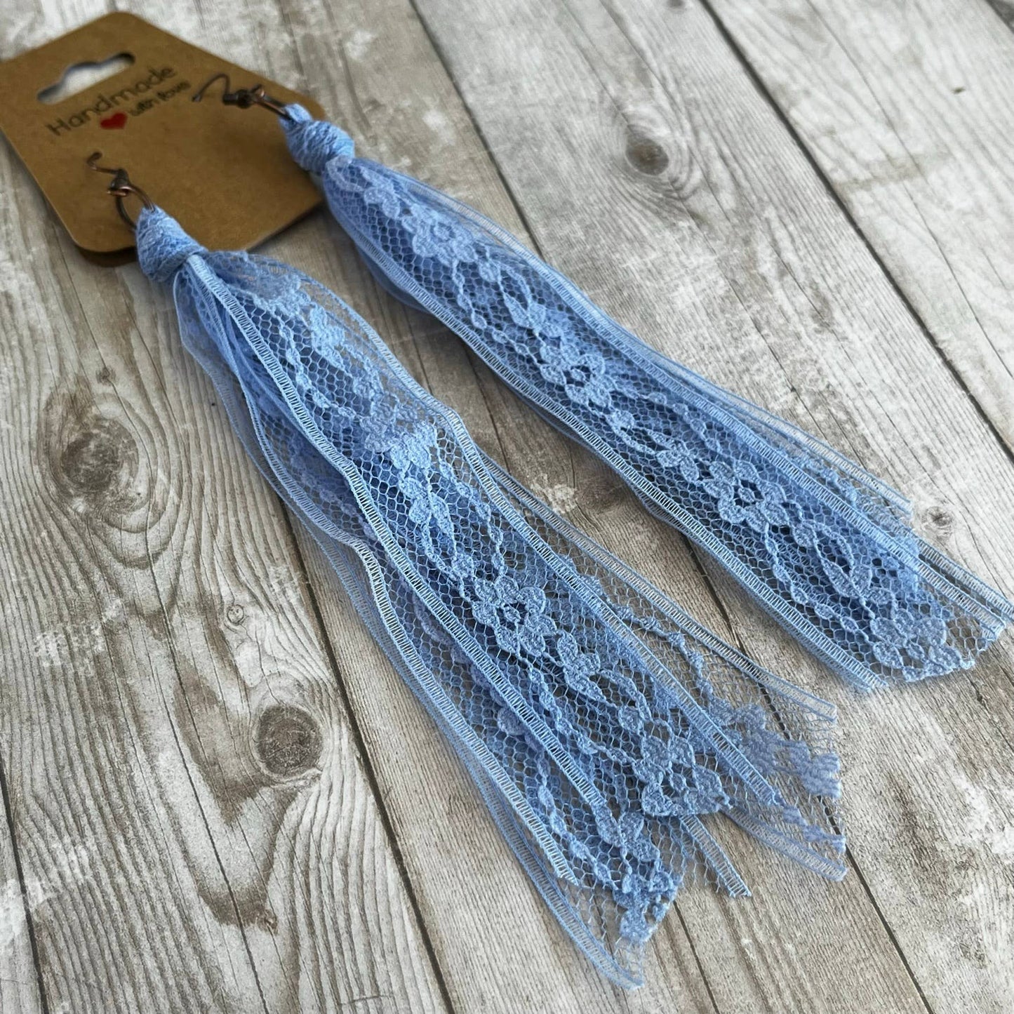 Lace Tassel Earrings Solid Colors Blues