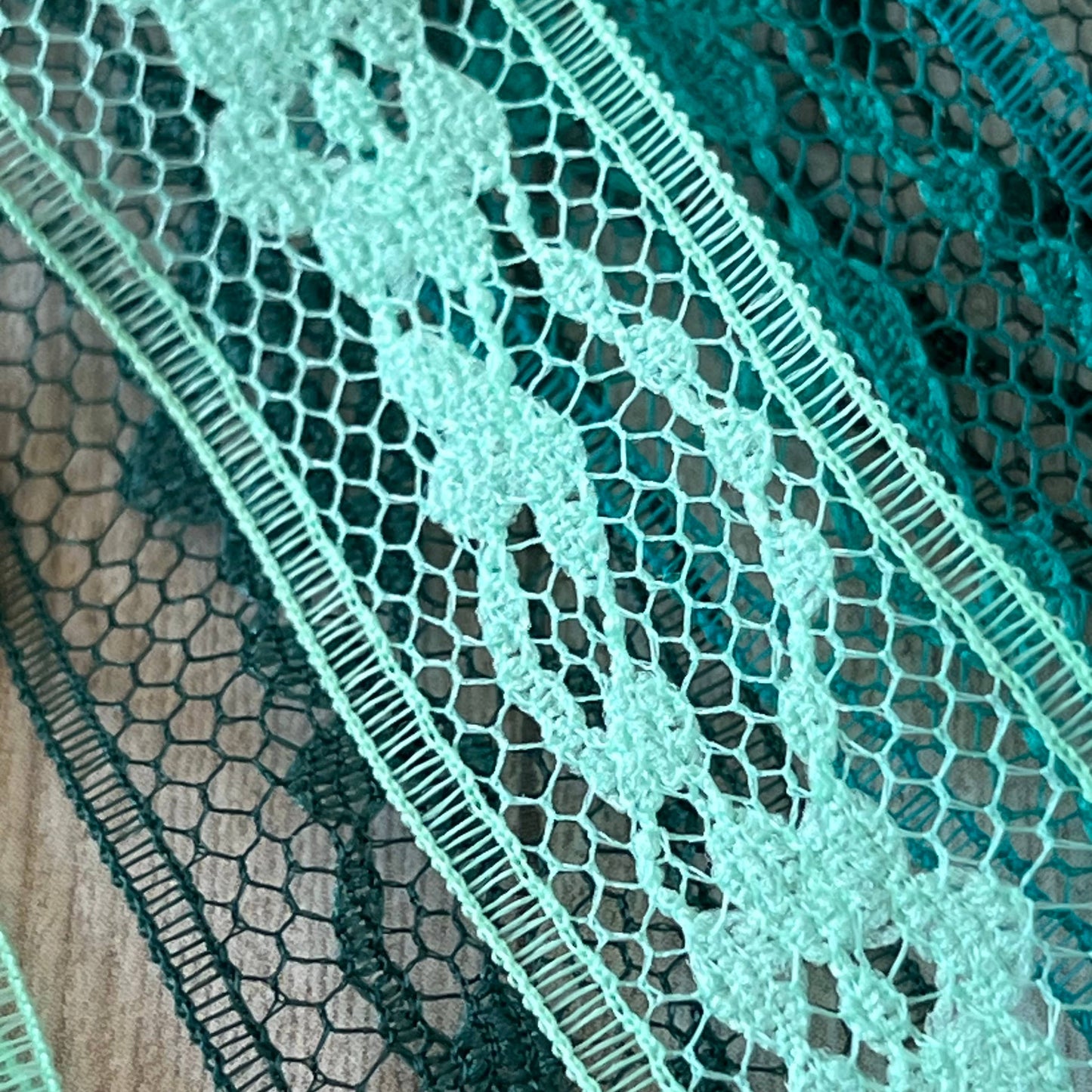 Teal Blend Lace Tassel Earrings